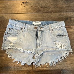 light wash PISTOLA ripped jean shorts